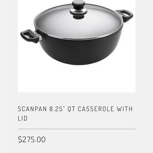 SCANPAN titanium Sleek Black Non-Stick Cookware Casserole with Lid